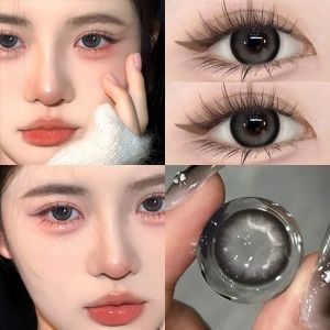 2片+盒】One year 美瞳年抛自然百搭微混血大小直径学生女近视彩色隐形眼镜 This Years Natural Versatile Micro-mixed-race Large and Small Diameter Colored Glasses for Female Students with Myopia