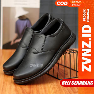 ZVN Brovent Sepatu Pantofel Pria Formal Hitam Kerja Kuliah Casual