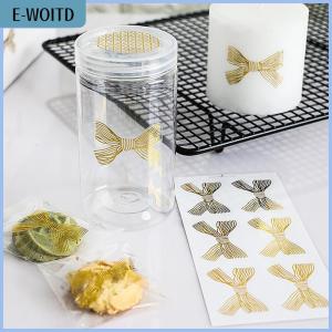 【E-WOITD】 30Pcs 5sheet Cute Golden Big Bow Sticker Gold Handmade Adhesive Cake Sweet Candy Packaging Sealing Label Sticker Gift Stationery