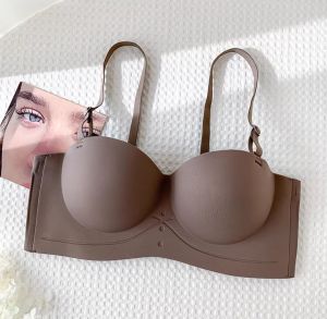 EALOM Half Cup Jelly Seamless Lingerie Push Up Anti-slip Wire Free Womens Underwear Simple Beauty Back Tube Top Multiway/ Strapless Bras