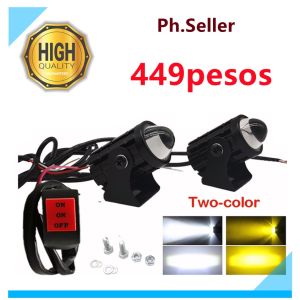 Motorcycle Mini Driving Light White+Yellow Pair of Universal High quality 20W With Switch
