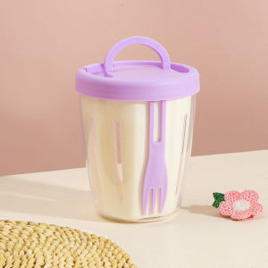 Portable Plastic Fruit Cup with Fork Double-layer Picnic Storage Cup Salad Container Portable Lunch Box Food Storage