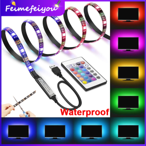 USB RGB 5050 Brighter LED Strip Lighting Waterproof with Remote Controller 7 colors to change every led bead cut unit DIY for Festival Decoration