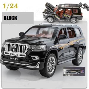 【MagicT】1:24 Scale Toyota Prado Zinc Alloy Model Car W/ Light & Sound Effect Die Cast Toys Gifts Collections Decorations For Boys