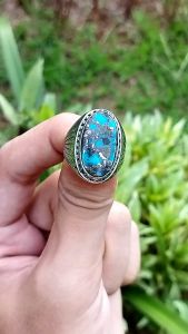 Cincin Batu Pirus Persia Oval Jumbo Kualitas HQ