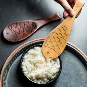 Muỗng Cơm Gỗ Hình Cá 20cm – Muỗng Muôi Vá Thìa Xẻng Xới Múc Cơm Gỗ Không Dính