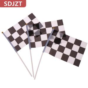 [COD] SDJZT ธงนักแข่งธงโบกมือสี่เหลี่ยมขาวดำ10ชิ้นธงสำหรับแข่งธงรถยนต์