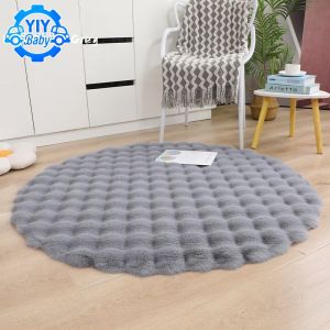 Soft Round Rug Carpet Faux Rabbit Fur Fluffy Luxury Warm Home Decor Sofa Chair Floor Mat Bedside Rug
