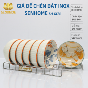 Giá để chén bát inox 304 cao cấp Senhome SH-GC31 kệ xếp chén bát có 8 ngăn chứa