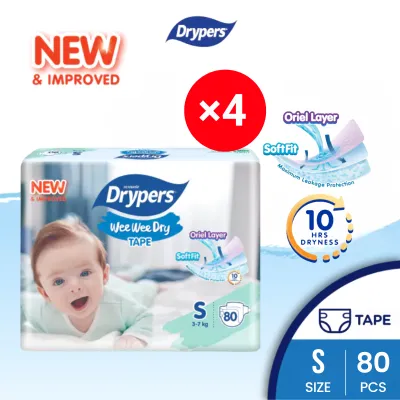 [Carton] DRYPERS Wee Wee Dry - Tape × 4 (NB80s / S80s / M60s / L58s / XL50s / XXL40s)