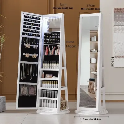 Display Cabinet Yuan Dressing S Yang Full Body Mirror Floor Standing Degree Rotating Makeup Jewelry Storage Tanding Torage Tanding Torage tanding torage