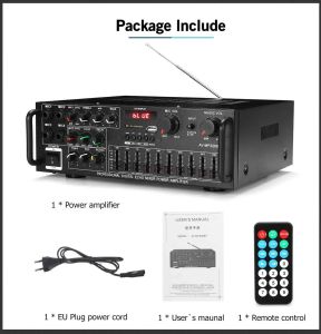 BT-298A amplifier bluetooth Digital Amplifier 300W Audio Display + 300W Digital HIFI Audio Stereo Power Amplifier 2 Channels HIFI Audio Stereo Power AMP USB FM Radio Car Radio Home Theater with Remote Control