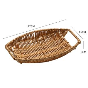 MIRELINA Multipurpose Imitation Rattan Basket Hand-Woven Large Capacity Bread Fruit Baskets Durable Retro Storage Tray Kitchen Picnic