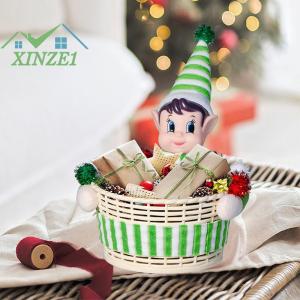 ❤💖💓 ตะกร้าขนมเอลฟ์ตกแต่งคริสต์มาสกล่องขนมคริสต์มาสสีแดงและสีเขียวตกแต่งบ้าน