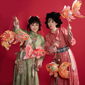 YSUNNY ปลา โคมไฟเทศกาลกลางฤดูใบไม้ร่วง กระดาษ 3D โคมไฟมือถือสไตล์โบราณ จีน กระต่าย ชุดวัสดุทำโคมไฟ DIY ผู้หญิง