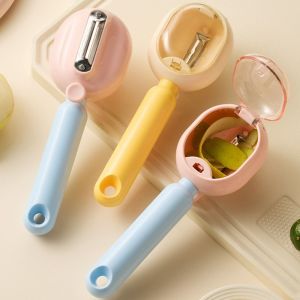 YOUYO Stainless Steel Kitchen Peeler Double-Way With Storage Box Vegetable Slicer Multi-Functional with Hanging Hole Fruit Peeling Tool Kitchen