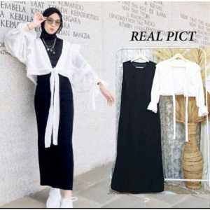 SERAYU DRESS OUTER SET/DRESS DAN ROMPI WANITA KOREAN STYLE AKSEN SLETING DEPAN