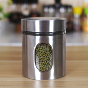 Kitchen Supplies   Stainless steel storage tank   Transparent Glass Sealed Jar   Cereal jar   Tea canister food storage container 82026