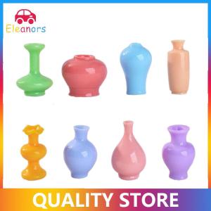 [Eleanor] 8pcs Mini Colorful Vase Bottles pots Handmade Dollhouse Miniatures Vase Doll House Decora Kitchen Ornament DIY Accessories