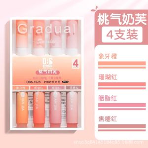 4pcs 4 Colors Highlighter Pen Set Korean Gradual Highlighter Pastel Marker Pens School Supplies Aesthetic Student