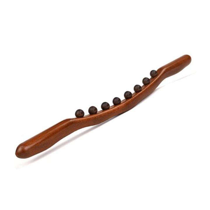 💖【New Production】 8 Beads Gua Sha Massage Stick Carbonized Wood Back
