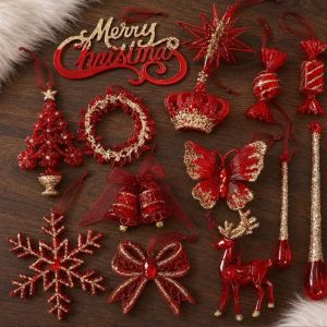 OURTOUR Acrylic dây chuyền pha lê Giáng sinh Bông tuyết Tự làm Đồ trang trí cây thông Noel Trong suốt Đồ dùng trang trí Giáng sinh Giáng sinh