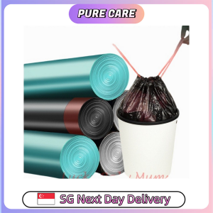 【Pure Care】 5 Rolls (75 pcs) of Garbage/ Trash / Plastic Dust Bin Bag with Drawstring