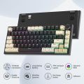 400PRO 75% Wireless Creamy Mechanical Keyboard Black, Gasket Hot Swappable RGB Gaming Keyboard, Bluetooth/2.4GHz/USB-C Thocky Keyboard with Pre-lubed Cream Grey Switches (82 Black). 