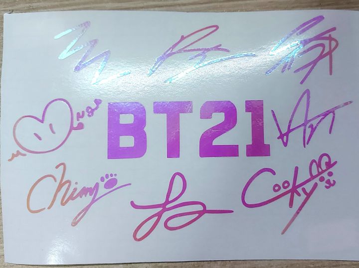 BT21 Logo with Signatures Decal | Vinyl Sticker WATERPROOF | Lazada PH