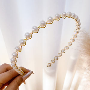 Bando Mutiara Korea Bandana Impor Frame Logam Aksesoris Rambut Wanita Fashion Hijab BOP