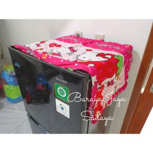Taplak Kulkas Karakter Ukuran 105x45 cm / Taplak Kulkas 1&2 Pintu / Taplak Kulkaks Renda Aesthetic