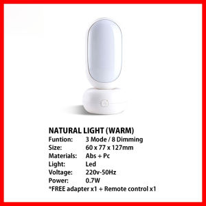 3 Mode Night Lamp LED Natural Light with 8 Dimming Auto Switch Off Night Light / 4 Mode with Clock Remote
