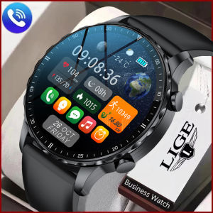 LIGE Baru Jam Tangan Pintar untuk Pria Panggilan Bluetooth Layar Sentuh Penuh Olahraga Kebugaran Multi Gerakan Tahan Air Jam Tangan Pria Pintar untuk Android Ios + Kotak