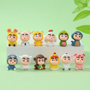 12 Cái/Bộ Anime Crayon Shin-chan nhân vật phim hành động hóa trang động vật chéo Mặc quần áo Mô hình đồ chơi trẻ em Quà tặng