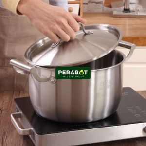 Periuk Sup 5 Lapisan 304 Keluli Tahan Karat Kualiti Tinggi/High Quality Thickened 5 Layer 304 Stainless Steel Soup pot
