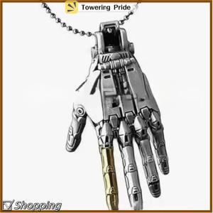 [Towering Pride] Fashion Mechanical Bionic Hand Pendant With Chain For Men Women Creative Movable Finger Joints Robot Hand Necklace Jewelry