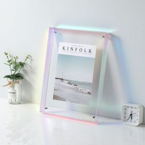 UNQCSA Transparent Transparent Acrylic Photo Frame Thickened Acrylic Colorful Square Photo Frame Fashion Wall Hanging Picture Frame Ornaments Poster Painting Hall