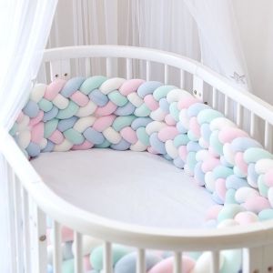 DENLUN Soft Plush Cot Bumper Handmade Breathable Braided Pillow Decorative Skin-friendly Bed Bumper Baby Bed