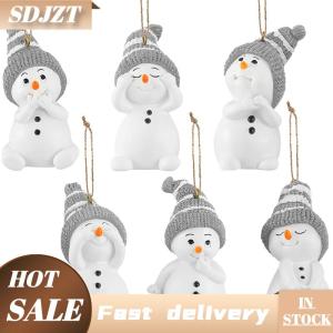 SDJZT 12 6pcs giáng sinh dễ thương Snowman trang trí mặt dây chuyền cho mùa đông Cây giáng sinh trang trí năm mới quà tặng giáng sinh nguồn cung cấp bên