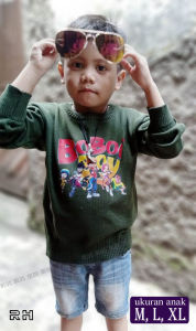 BAJU RAJUT ANAK KARAKTER KERAH OBLONG POLOS SWEATER ANAK USIA 5 - 12 TAHUN PAUD SD