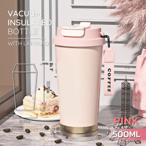 กระบอกน้ำเก็บความเย็น แก้วเก็บร้อน/เย็น พร้อมสายคล้อง 500ML (ใหม่ล่าสุด) แก้วกาแฟเก็บอุณหภูมิ มี3สี พกพาสะดวกเก็บความเย็นได้นานดีไซน์กระทัดรัด