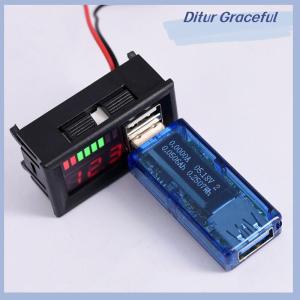 Ditur Car12V Battery Voltage And Power Display Meter Digital Car Battery Voltmeter LED Battery Charge Level Indicator Lead-acidLithium