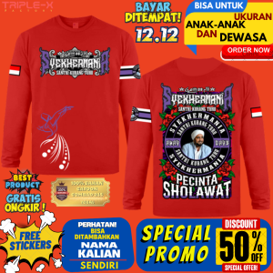 KAOS SYEKHERMANIA"SANTRI KURANGTURU"LENGAN PANJANG UKURAN ANAK DAN DEWASA"FREE STIKER"
