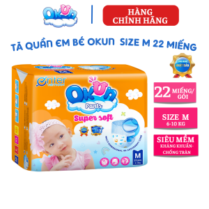 {Hàng chính hãng} Tã quần trẻ em Okun size M 22 size L 20 size XL size XXL. Bỉm quần siêu mềm khô thoáng chống hăm khử mùi tả quần trẻ em