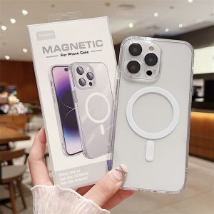 Case Magsafe Transparan dengan Pelindung Lensa untuk iPhone 11/12/13/14/15 Pro/Pro Max - Warna Netral