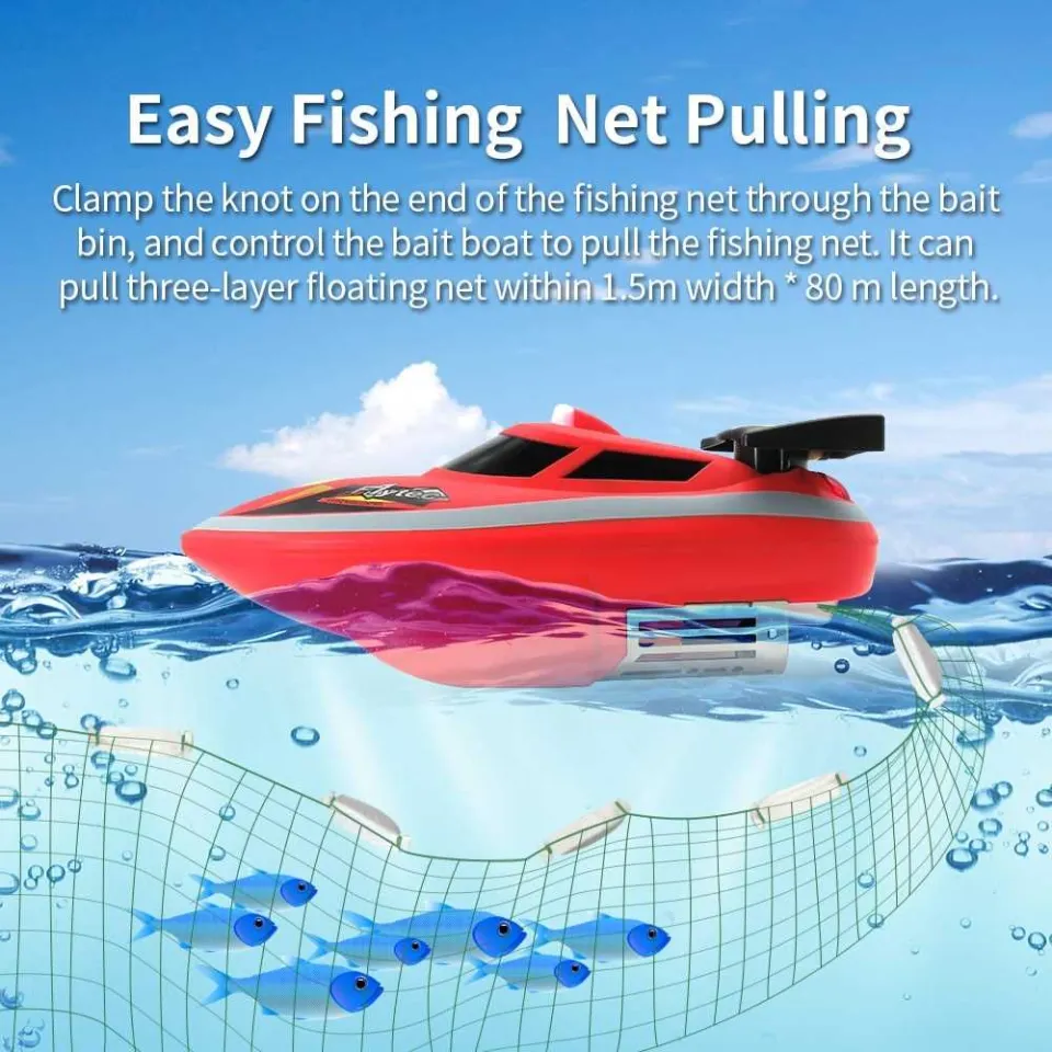 Flytec V300 RC Fishing Boat Fishing Bait Boat Anti-capsize 300m Remote  Control 2h Battery Life RC Boat with Net Backpack (Red)