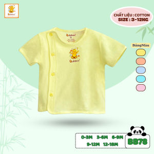 Áo sơ sinh BABIBOO áo tay ngắn cho bé sơ sinh kiểu bác sĩ vải cotton thấm hút mồ hôi- BB78
