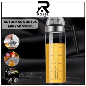 ROZEL Botol Kaca Minyak Olive Oil Cooking Seasoning Bottle 550ml