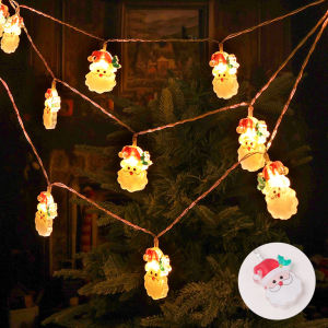 跨境led灯串彩绘圣诞老人雪人圣诞帽彩灯节日装饰灯室内装扮串灯