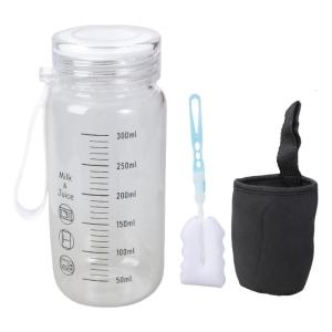 300ml Clear Borosilicate Glass Milk Water Bottle With Measurement Scale Microwave Safe Cup For Hot or Cold